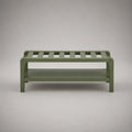 Banc de chambre avec étagère inférieure en MDF forme rectangulaire vert olive 120 x 40 x 45 cm