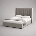 Lit double rembourré en tissu polyester gris avec tête de lit capitonnée verticale 160 x 200 cm