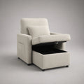 Fauteuil convertible en tissu polyester beige avec coffre de rangement et accoudoirs fixes 90 x 95 x 85 cm