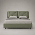 Lit double rembourré en tissu vert avec tête de lit capitonnée 160 x 200 cm