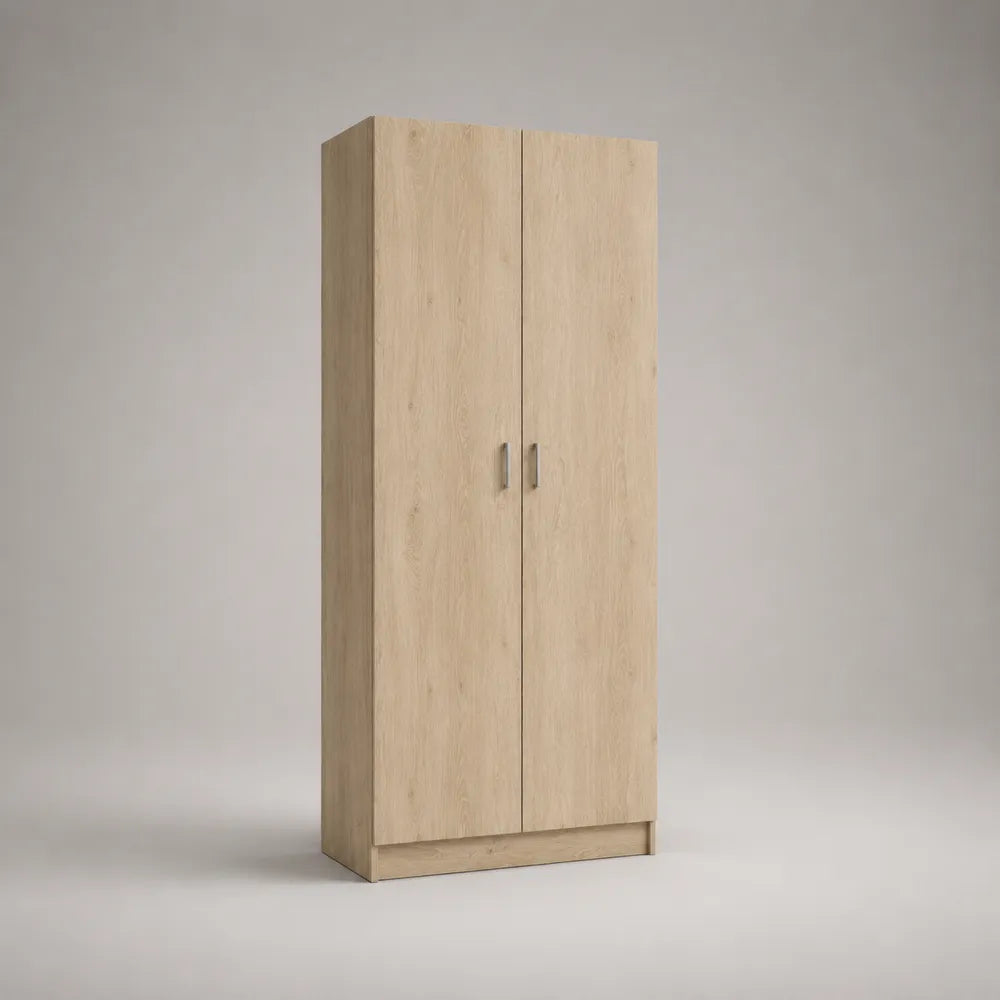 Armoire de chambre 2 portes battantes en MDF finition chêne clair 90 x 50 x 190 cm
