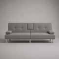 Canapé convertible 3 places en tissu polyester gris avec dossier réglable et pieds en acier argenté 220 x 90 x 85 cm